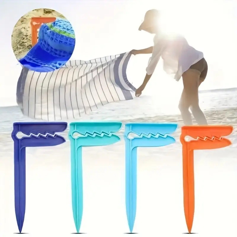 Outdoor Camping Rugs - 屋外用ビーチタオルホルダー、ビーチマットホルダー、タオルホルダー、プラスチック製屋外ピクニックマットホルダー、防風テントホルダー、キャンプ用品