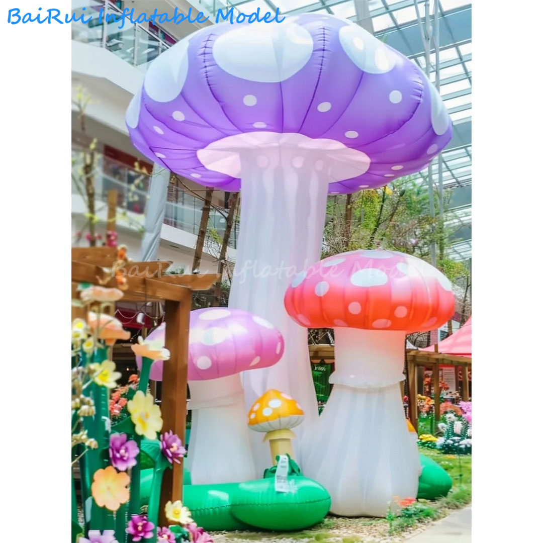 Outdoor Camping Exhibition - 巨大な空気注入式カートゥーンキノコ型バルーン、送風機付き、キャンプや庭の装飾、イベント展示、広告用小道具
