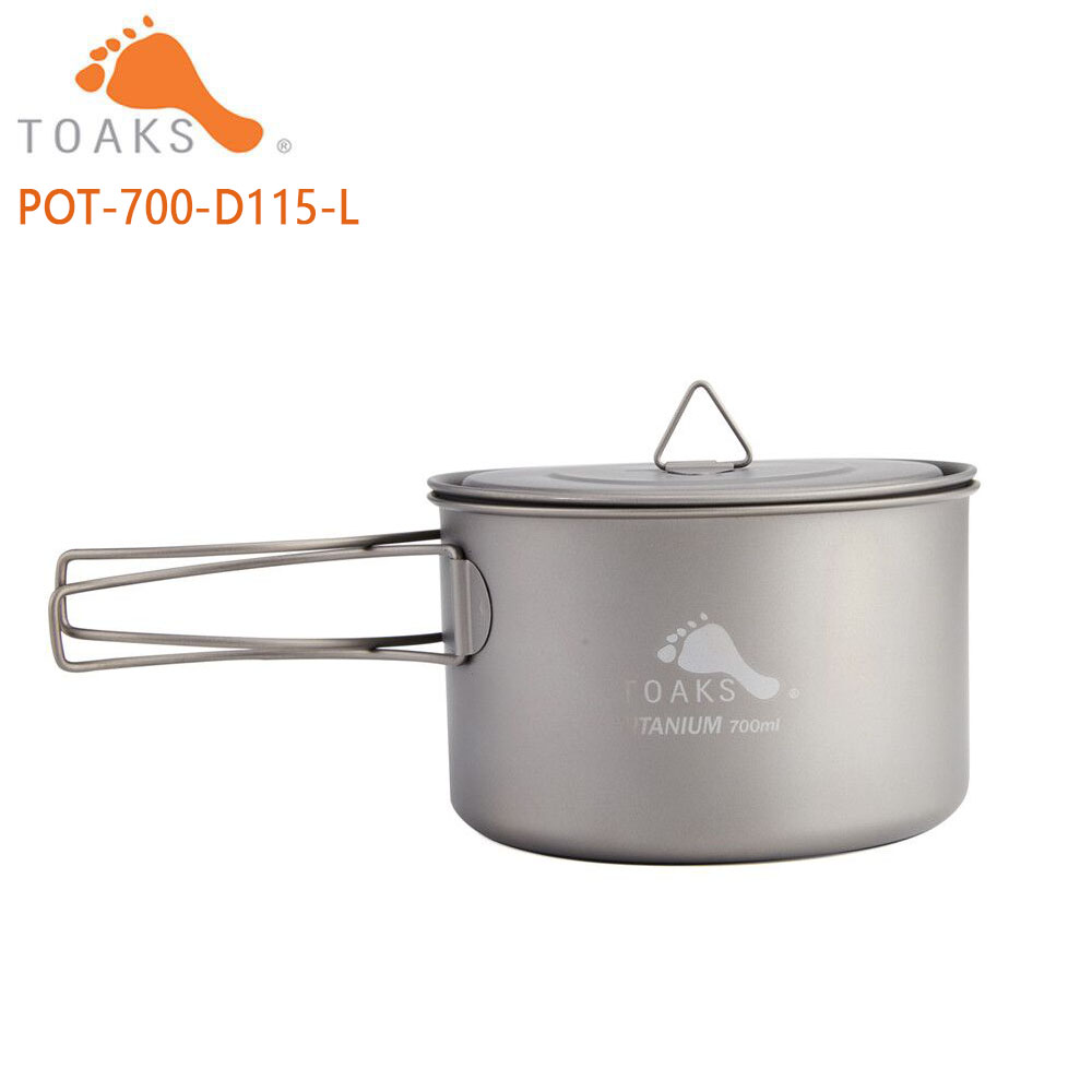 Outdoor Camping Dining Set - Toaksピュアチタン調理器具、屋外ポット、カップ、ボウル、フライパンとして使用可能、POT-700-D115-L、90g