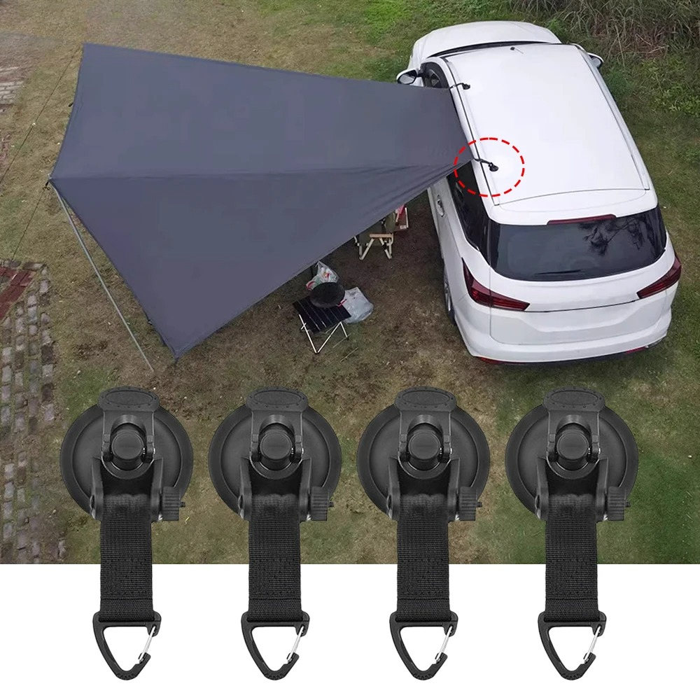 Outdoor Camping Van Tent - 2/4個入り 車用テント吸盤バックル サイドオーニングアンカー アウトドアキャンプ RVバンアクセサリー 安全フック