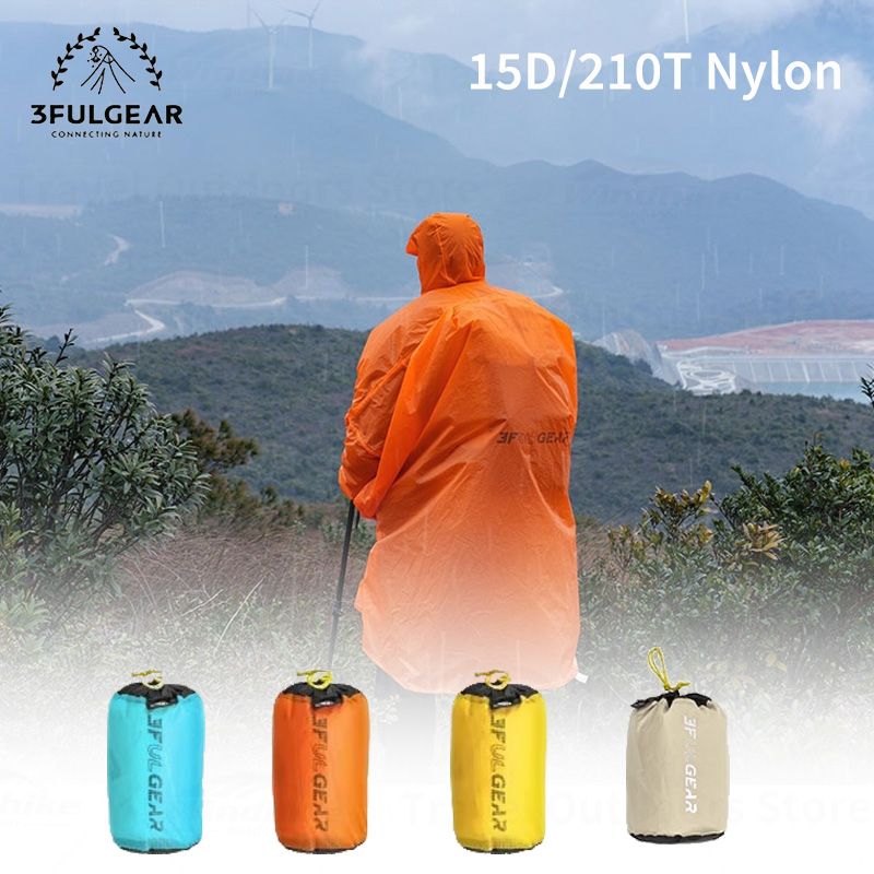 Camping Rain Poncho - 3F UL GEAR 2026 ハイキングレインコート長袖レインポンチョ女性/男性 210T/15D