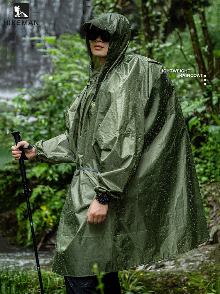 超軽量ジッパー式レインコート。210Tポリエステル素材で防水 - Camping Rain Poncho のレビューと価格