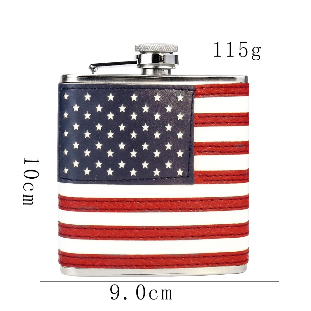 アメリカ国旗柄のワインポット、レザーカバー付き、ステンレス製 - Outdoor Camping Usa のレビューと価格