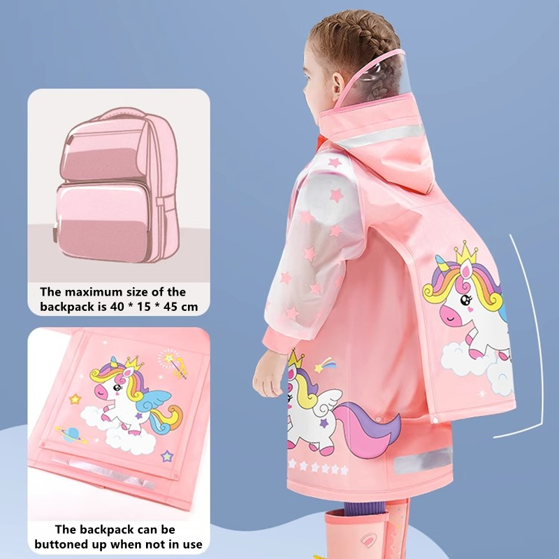 子供レインコート防水レインポンチョ漫画ユニコーン恐竜子供学校 - Camping Rain Poncho のレビューと価格