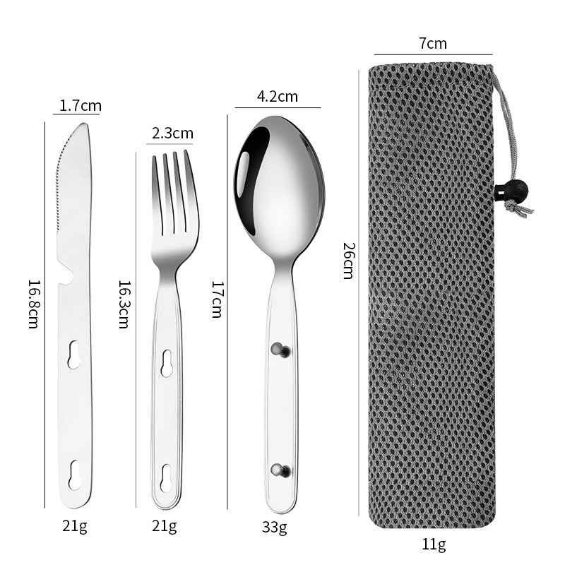 3 ピース/セット折りたたみスプーンフォークナイフ 304  - Outdoor Camping Dining Set のレビューと価格