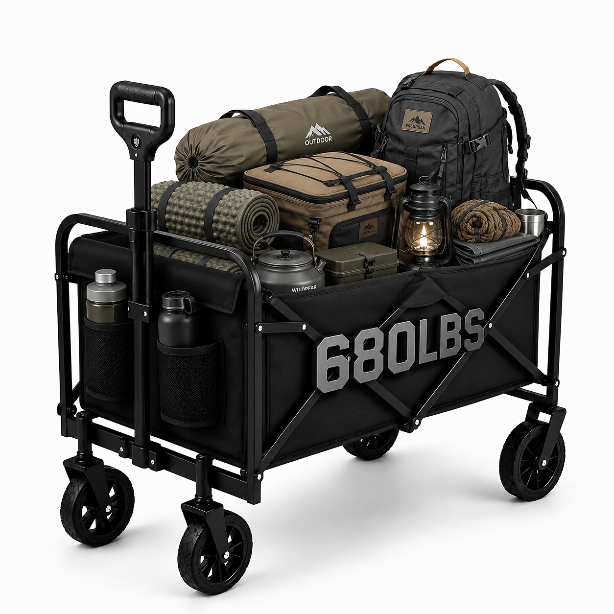 頑丈な折りたたみ式全地形対応サロンカート、ステンレススチール - Outdoor Camping Trolley のレビューと価格