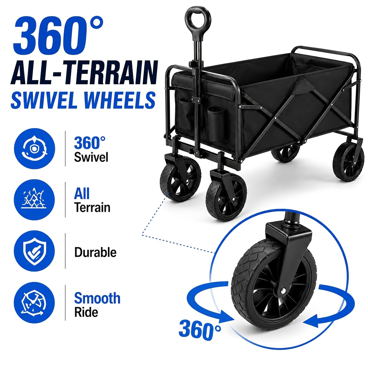 頑丈な折りたたみ式全地形対応サロンカート、ステンレススチール - Outdoor Camping Trolley のレビューと価格